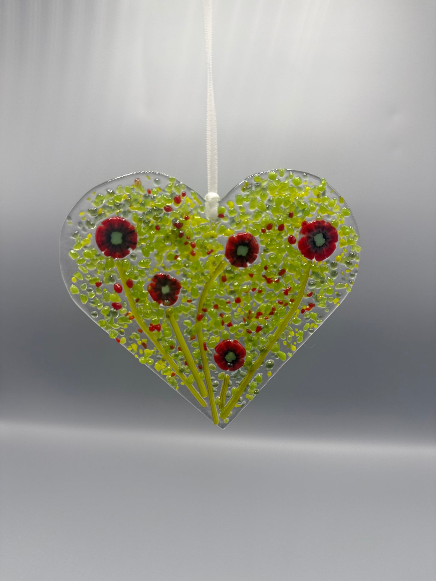 Poppy Hanging Heart Decoration Red
