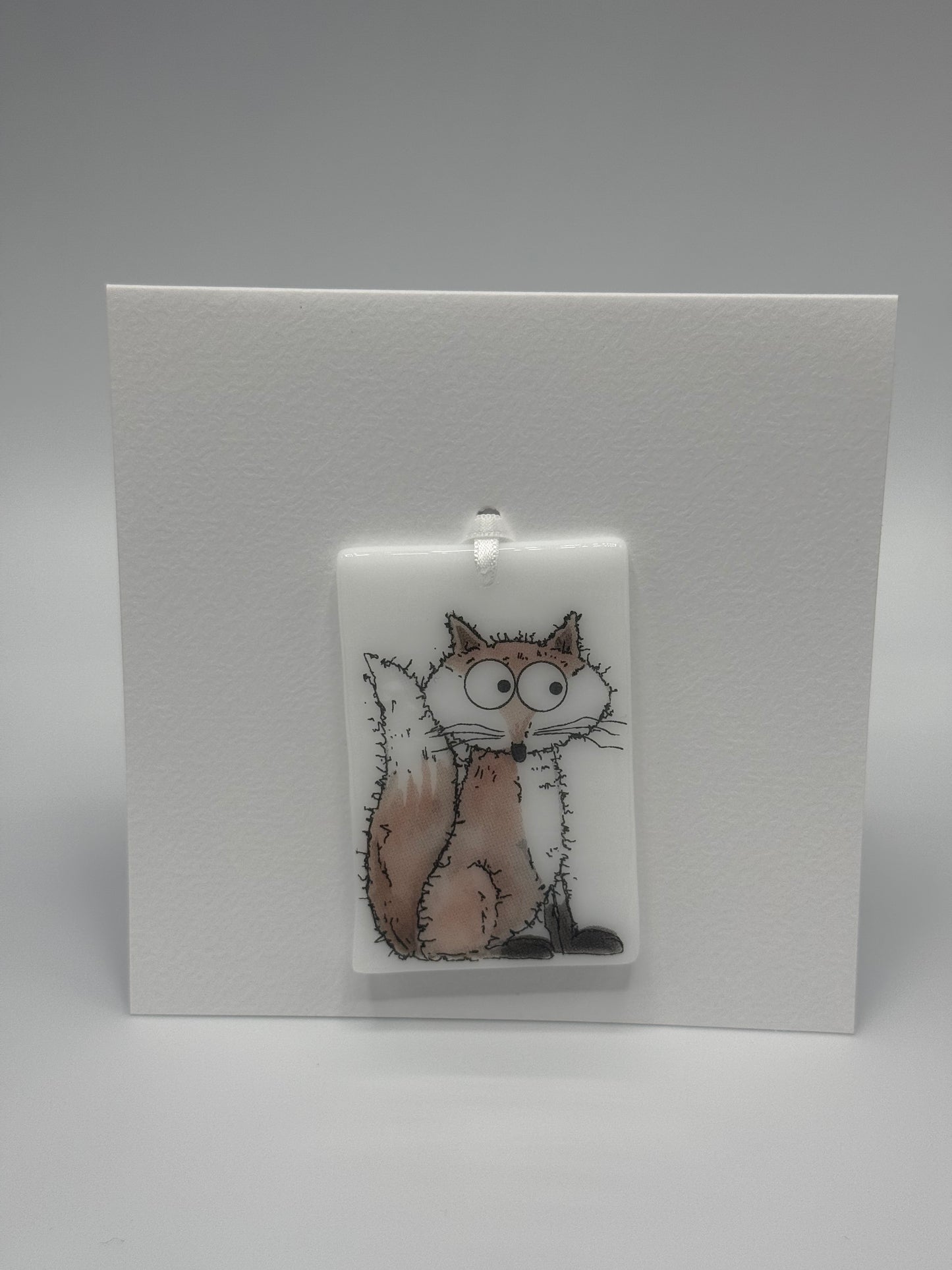 Card with a glass Fox Hanging Decoration Gift