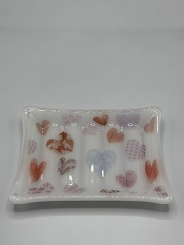 Heart Soap Dish Fused Glass Ripple effect