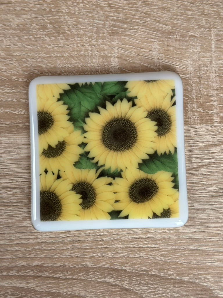 Sunflower Fused Glass Coaster