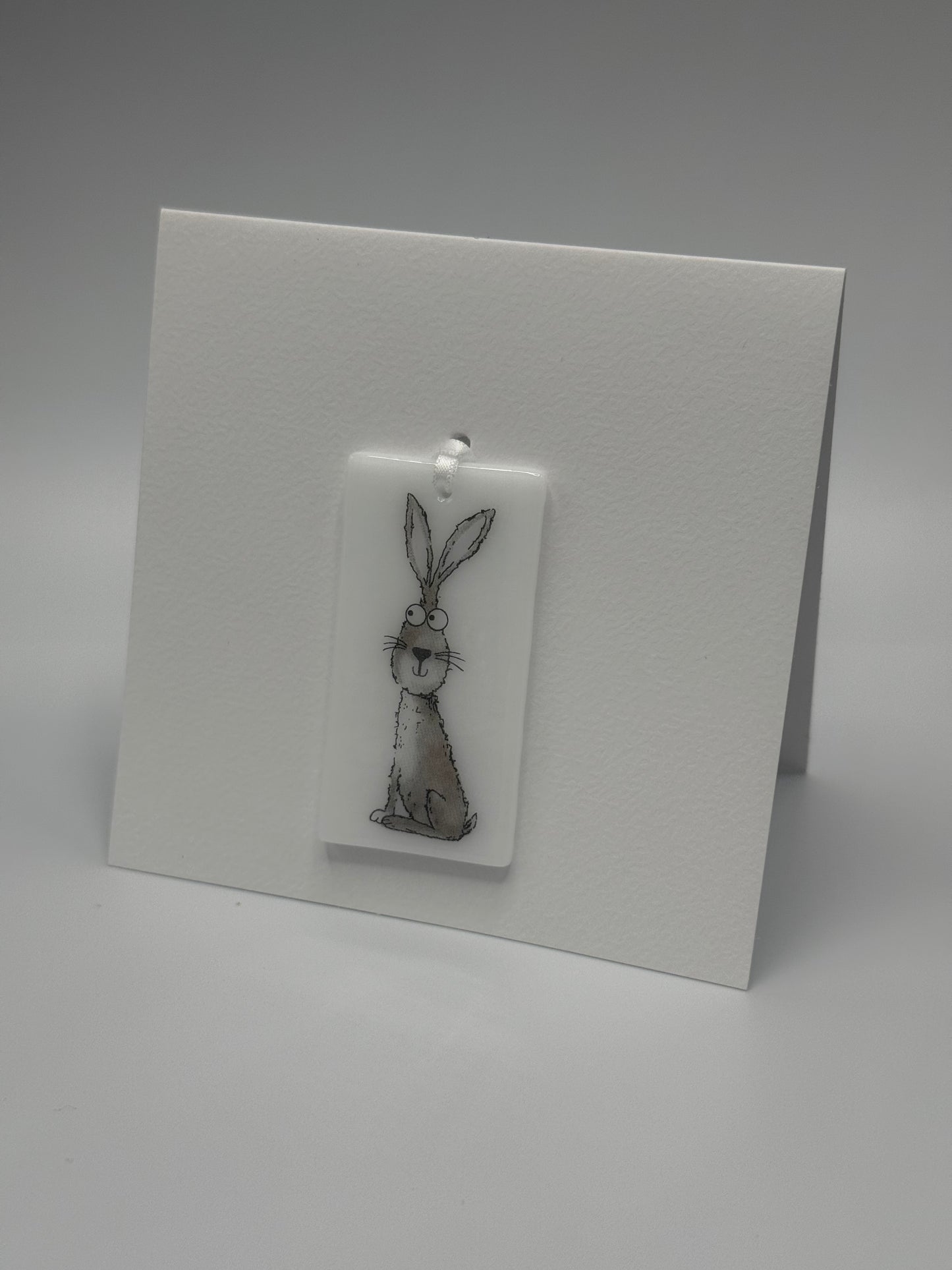 Card with a glass Rabbit Hanging Decoration Gift