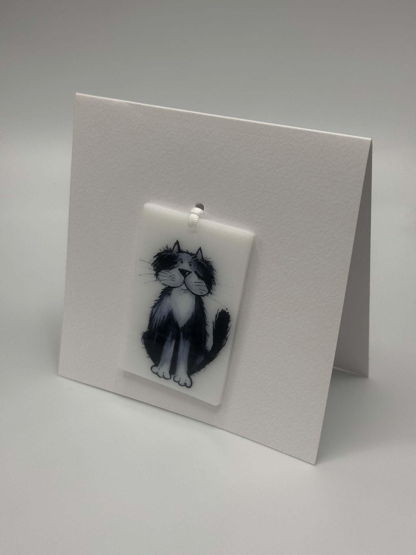 Card with a glass Cat Hanging Decoration Gift C