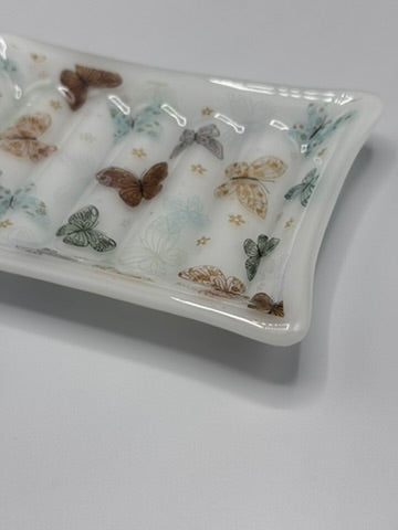 Butterfly Soap Dish Fused Glass Ripple effect