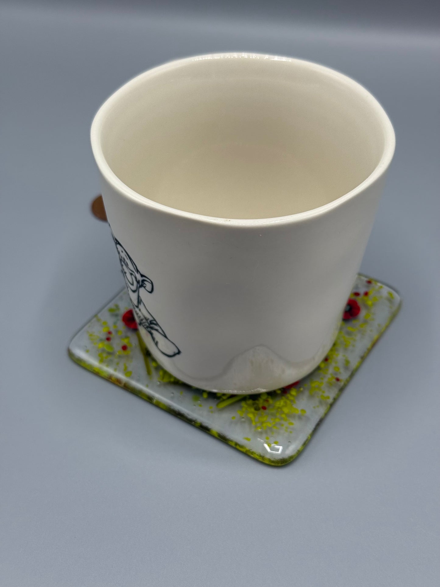 Poppy Fused Glass Coaster Clear