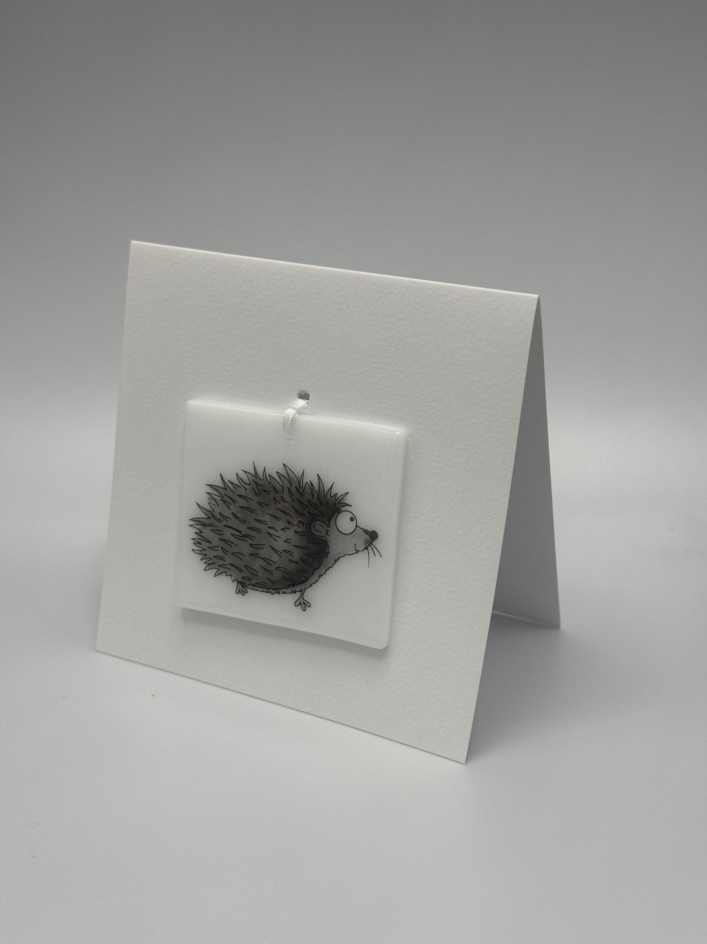 Card with a glass Hedgehog Hanging Decoration Gift