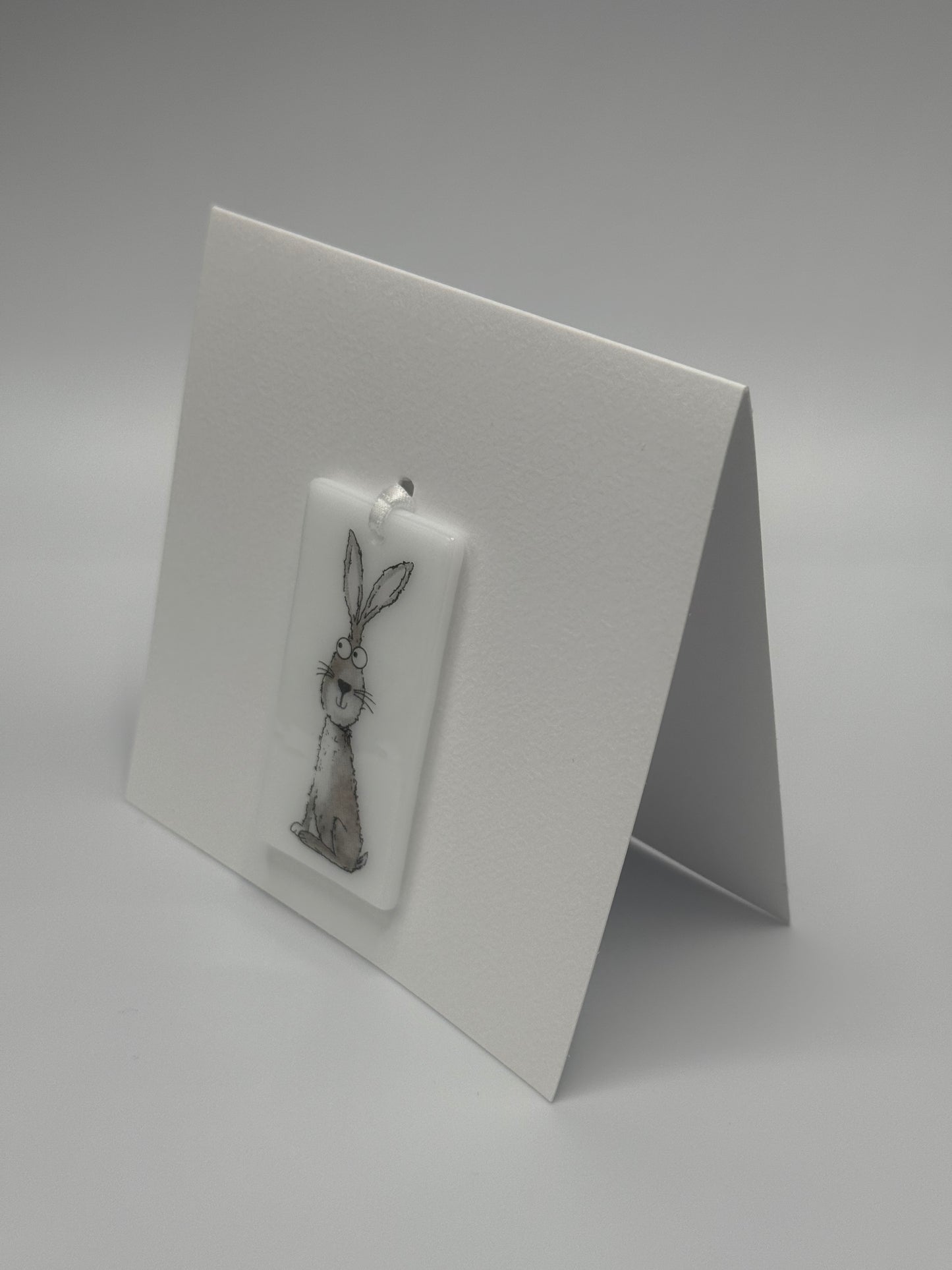 Card with a glass Rabbit Hanging Decoration Gift