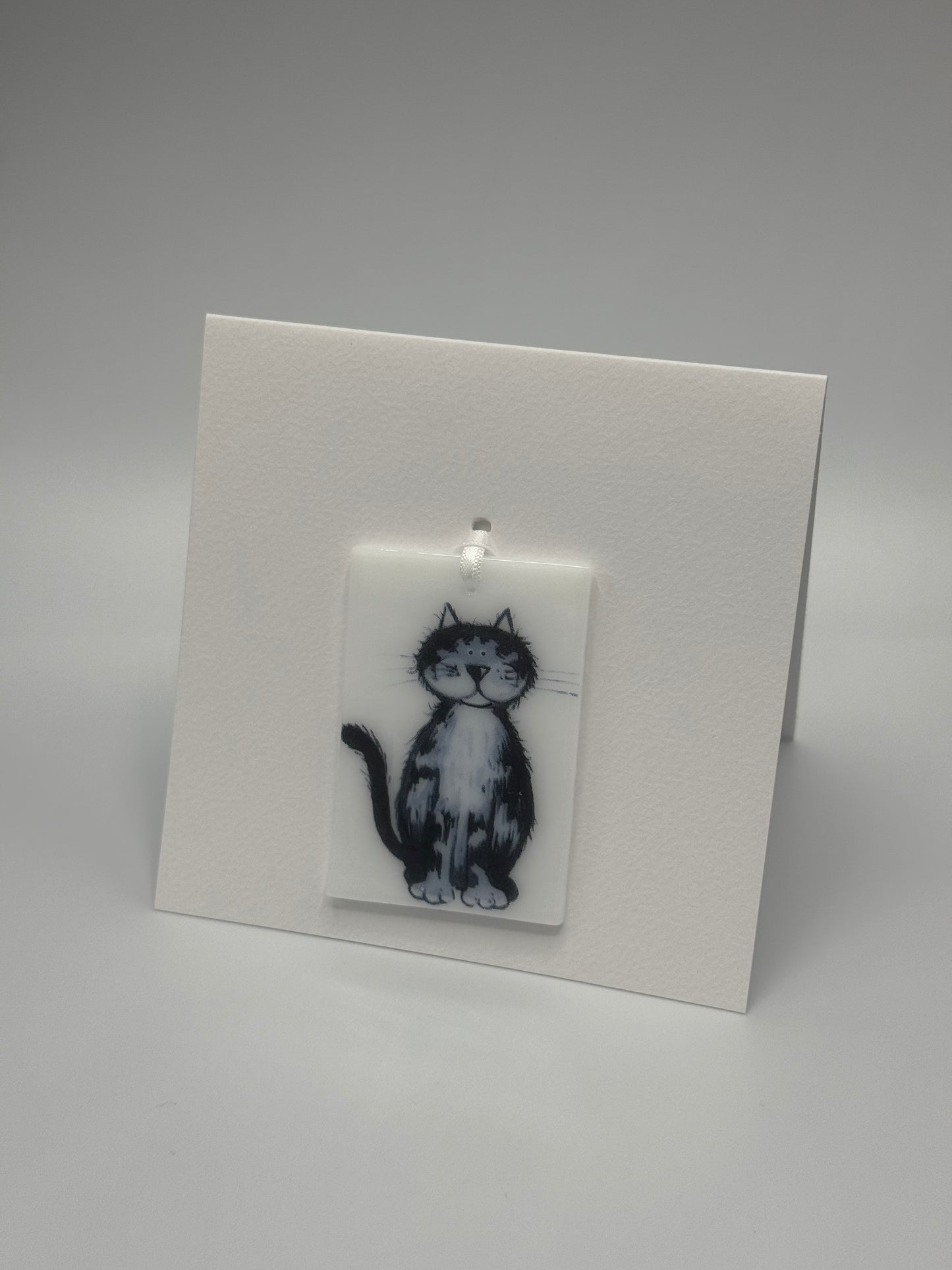 Card with a glass Cat Hanging Decoration Gift A