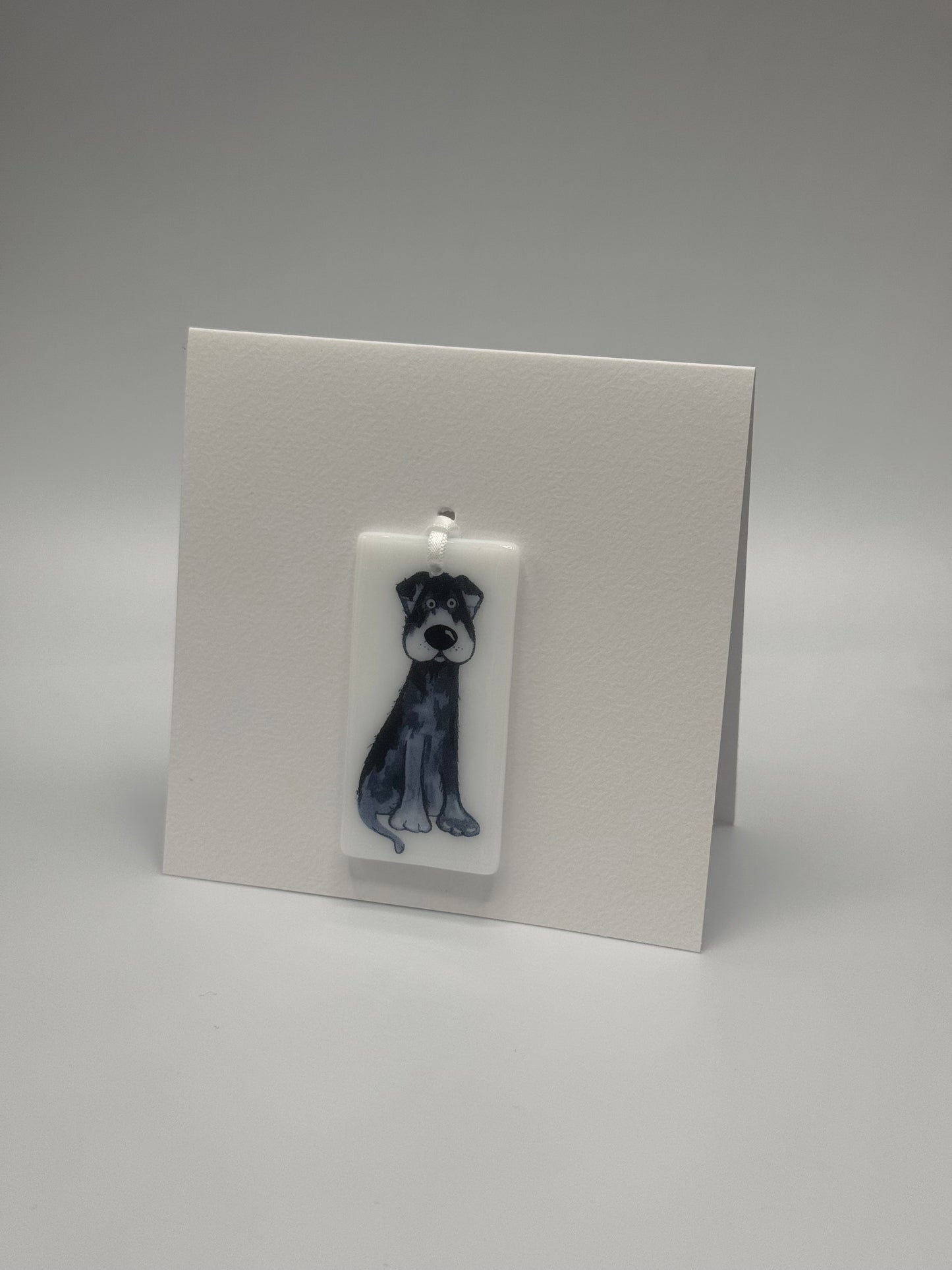 Card with a glass Dog Hanging Decoration Gift A