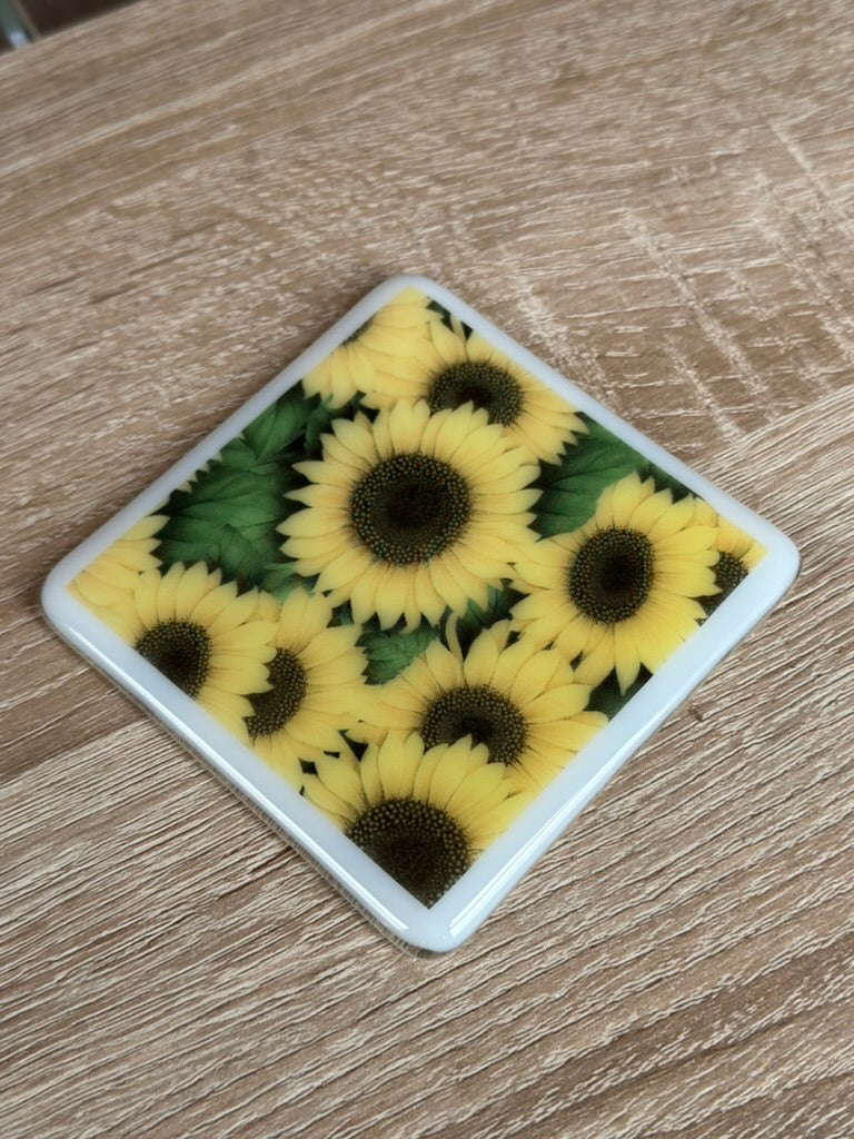 Sunflower Fused Glass Coaster
