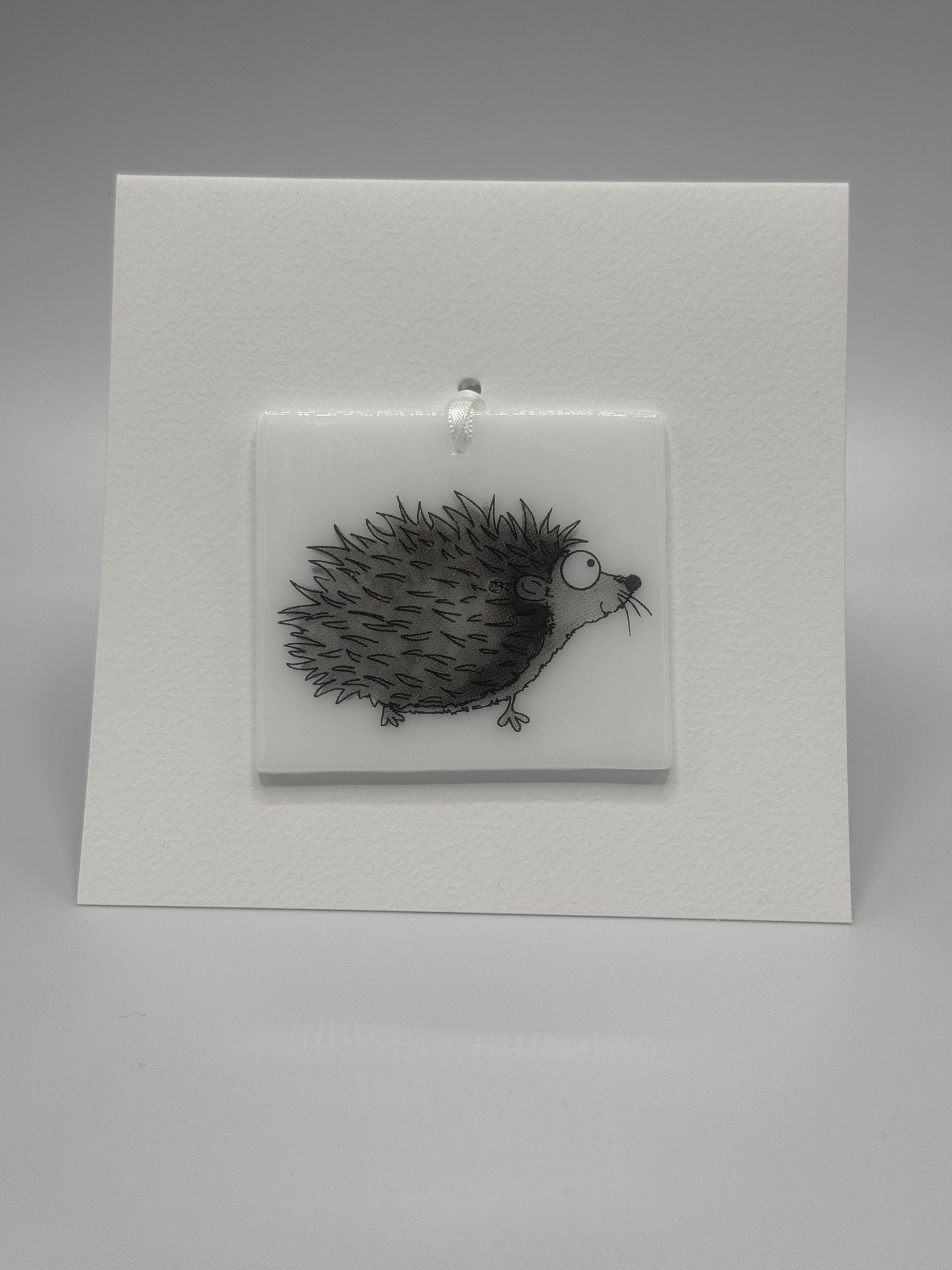 Card with a glass Hedgehog Hanging Decoration Gift