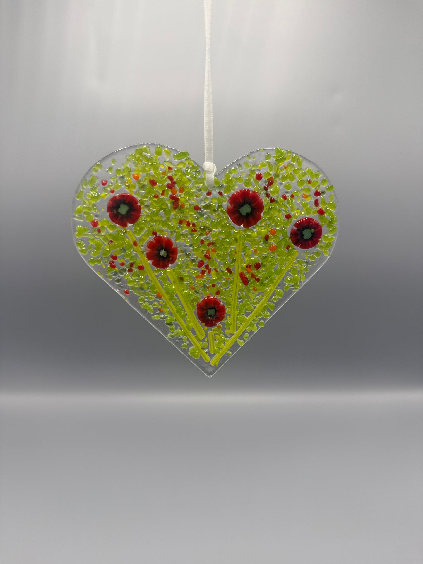 Poppy Hanging Heart Decoration Red