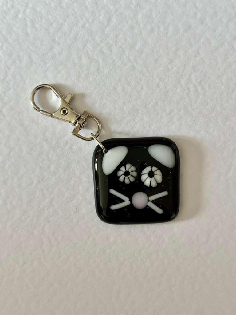Cat Keyring Charm Fused Glass