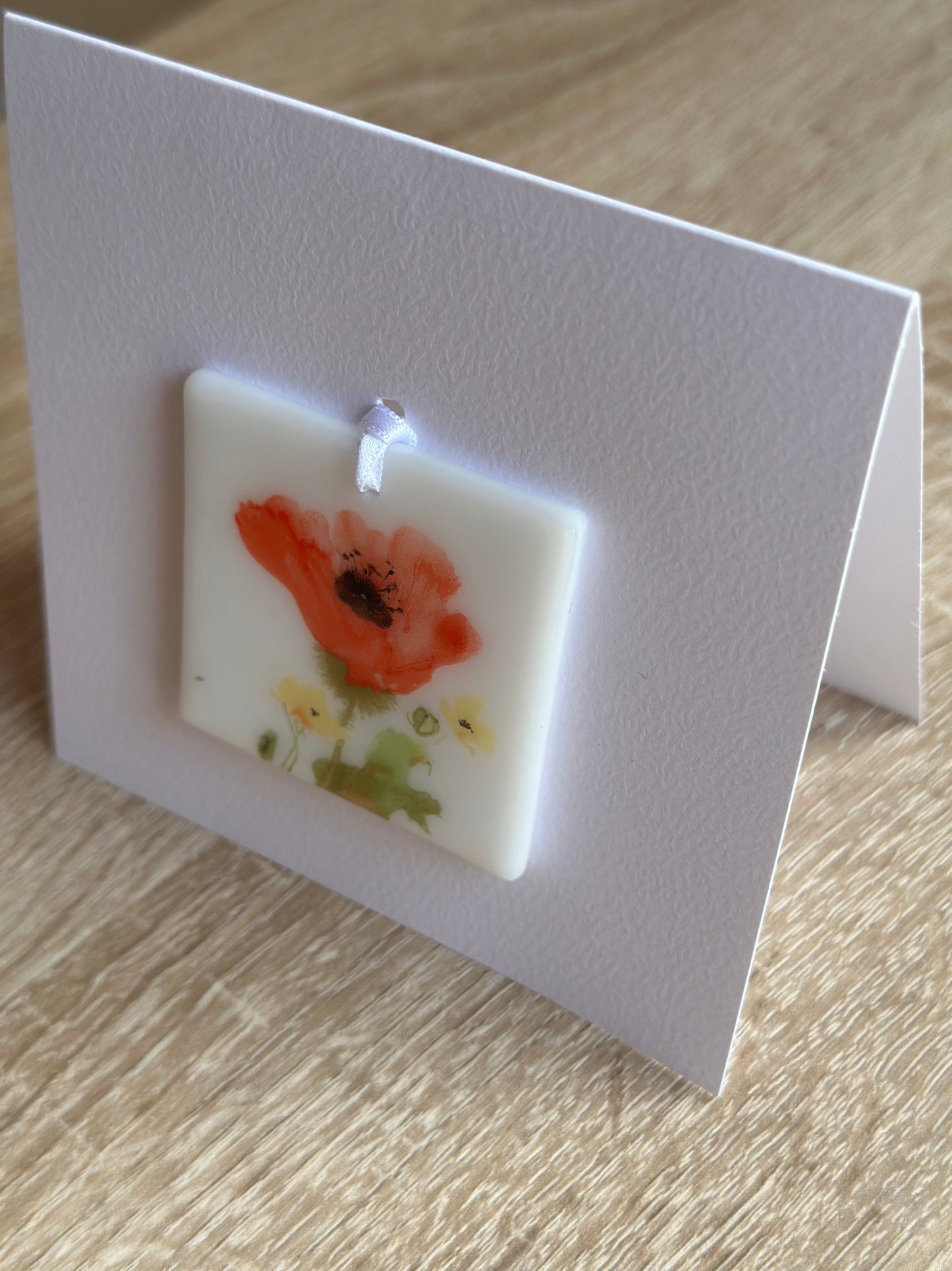 Card with a glass Single Poppy Hanging Decoration Gift
