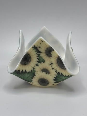 Bright Sunflower Tealight Holder Fused Glass