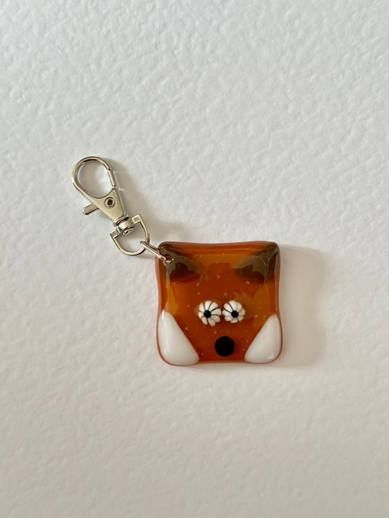 Fox Keyring Charm Fused Glass