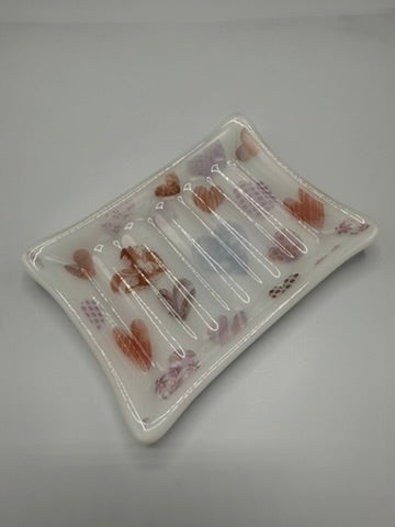 Heart Soap Dish Fused Glass Ripple effect