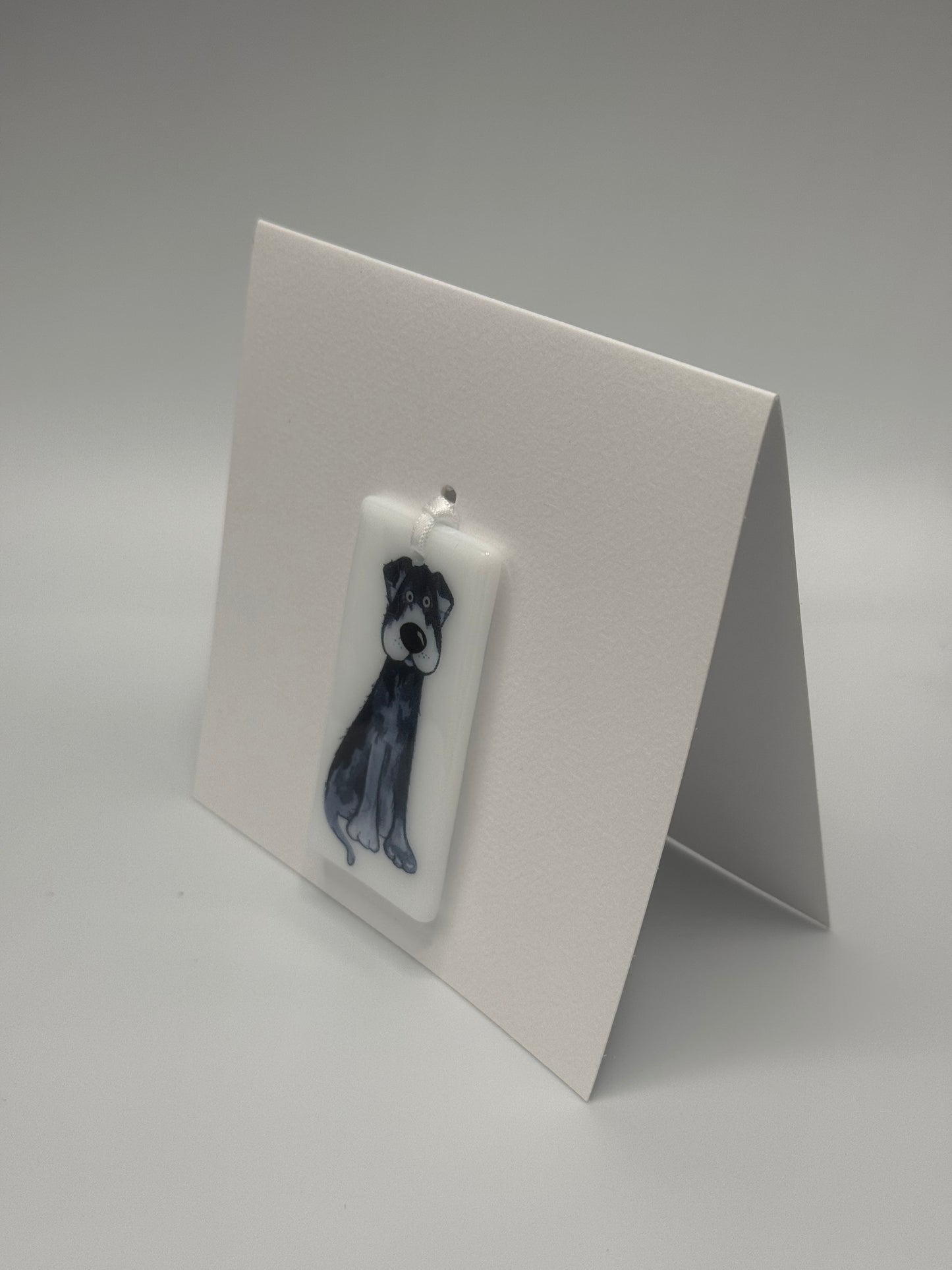 Card with a glass Dog Hanging Decoration Gift A