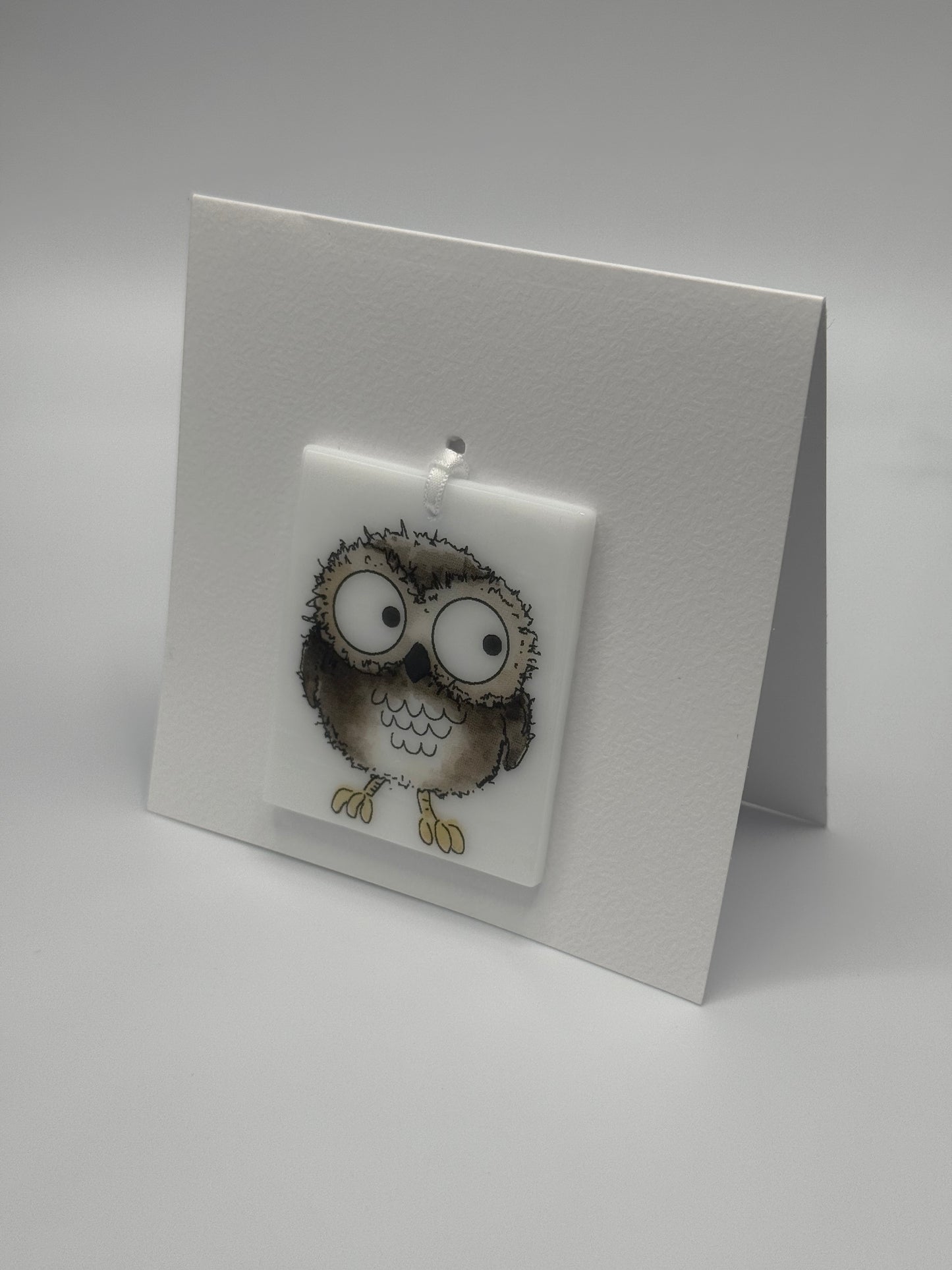 Card with a glass Owl Hanging Decoration Gift