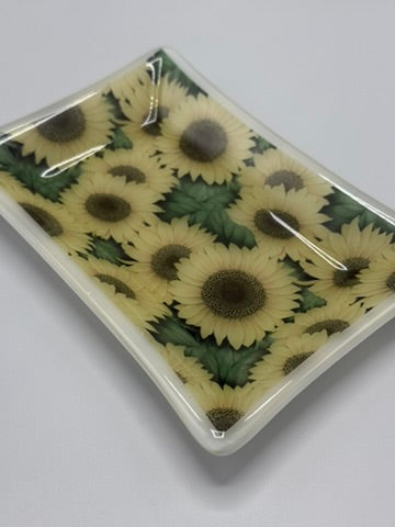 Sunflower Soap Dish Fused Glass