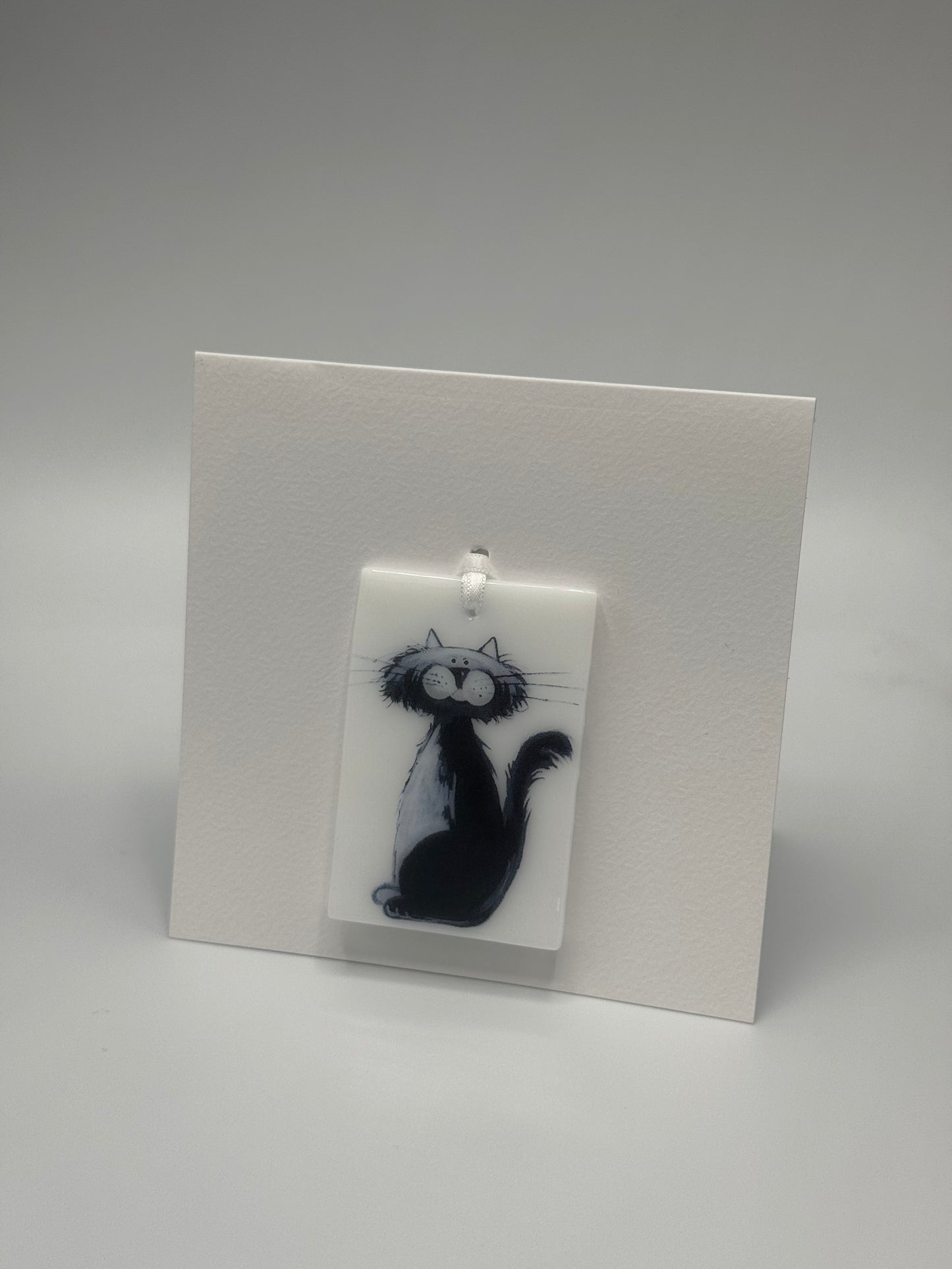 Card with a glass Cat Hanging Decoration Gift B