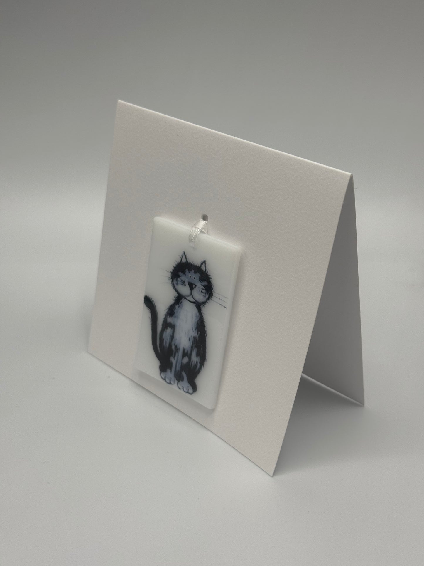 Card with a glass Cat Hanging Decoration Gift A