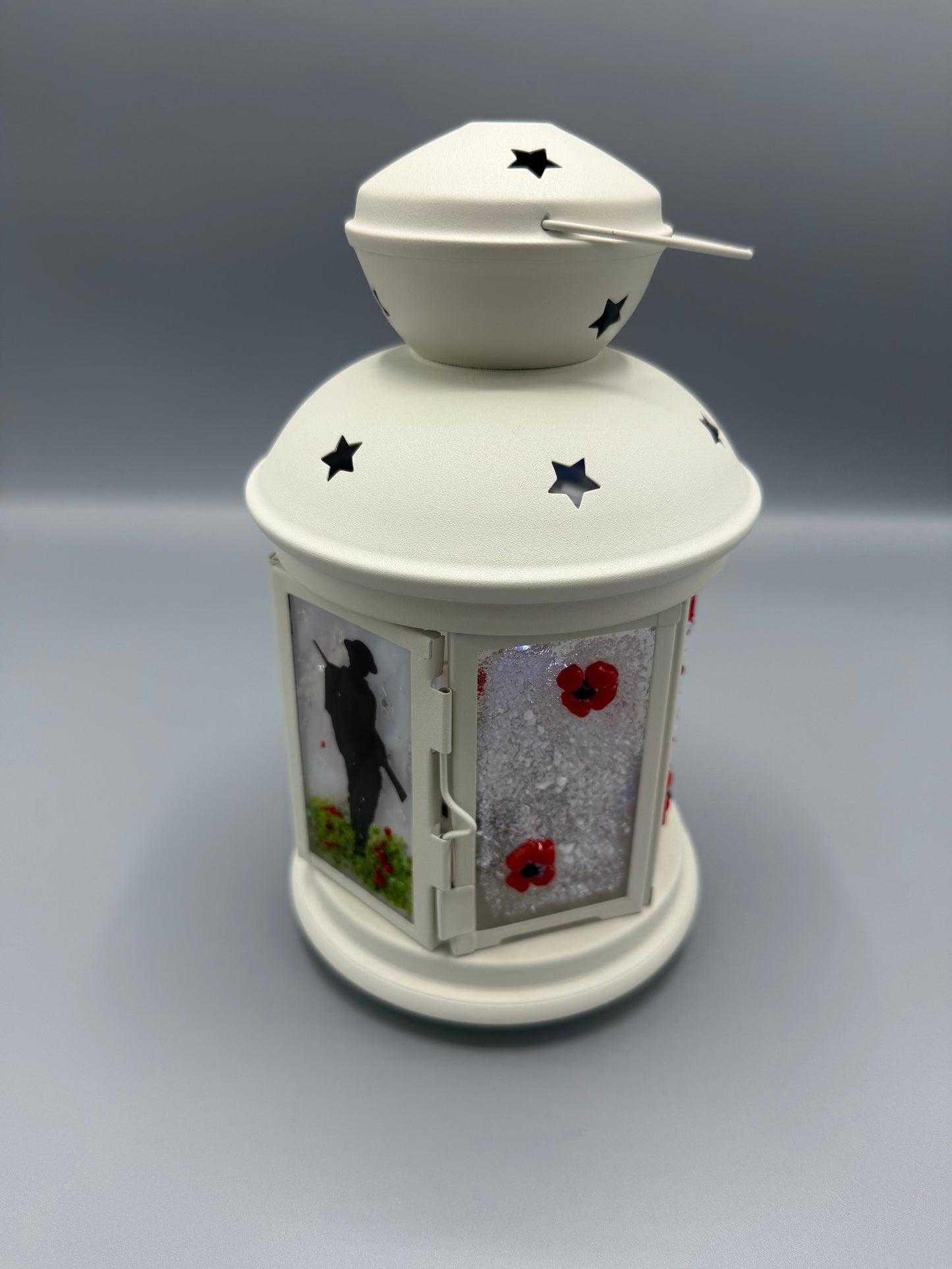 Poppy Lantern featuring silhouette soldier