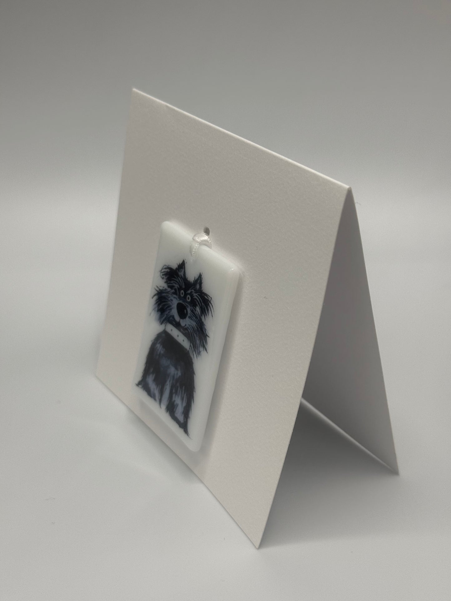 Card with a glass Dog Hanging Decoration Gift C
