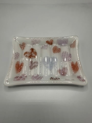Heart Soap Dish Fused Glass Ripple effect
