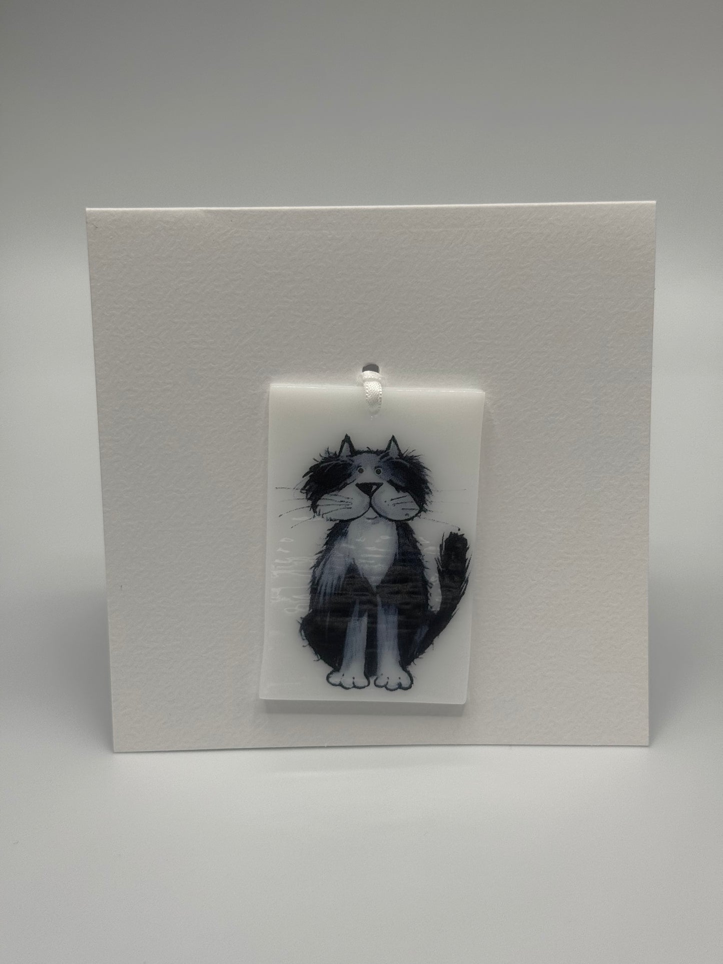 Card with a glass Cat Hanging Decoration Gift C