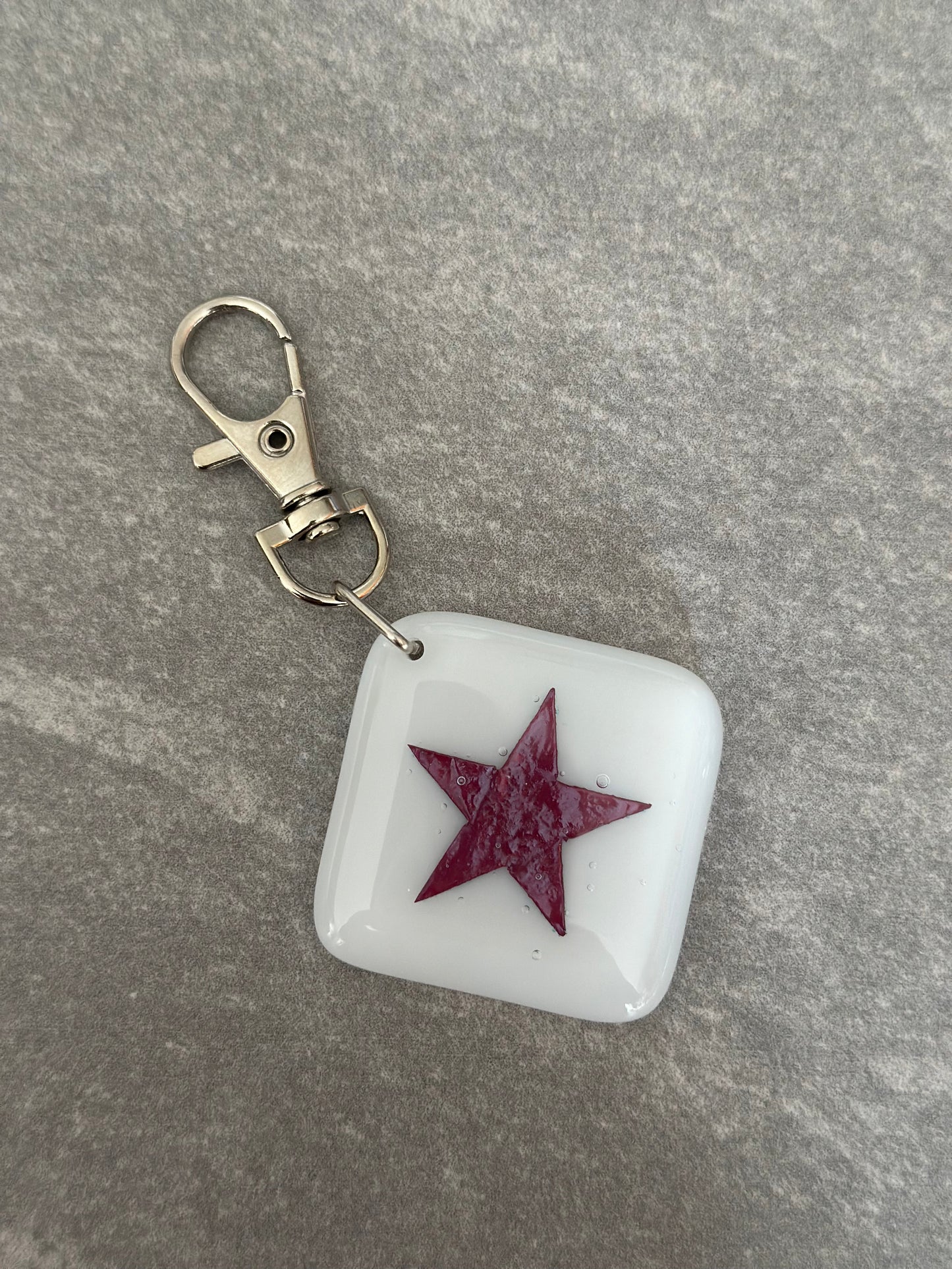Star Keyring Charm Fused Glass