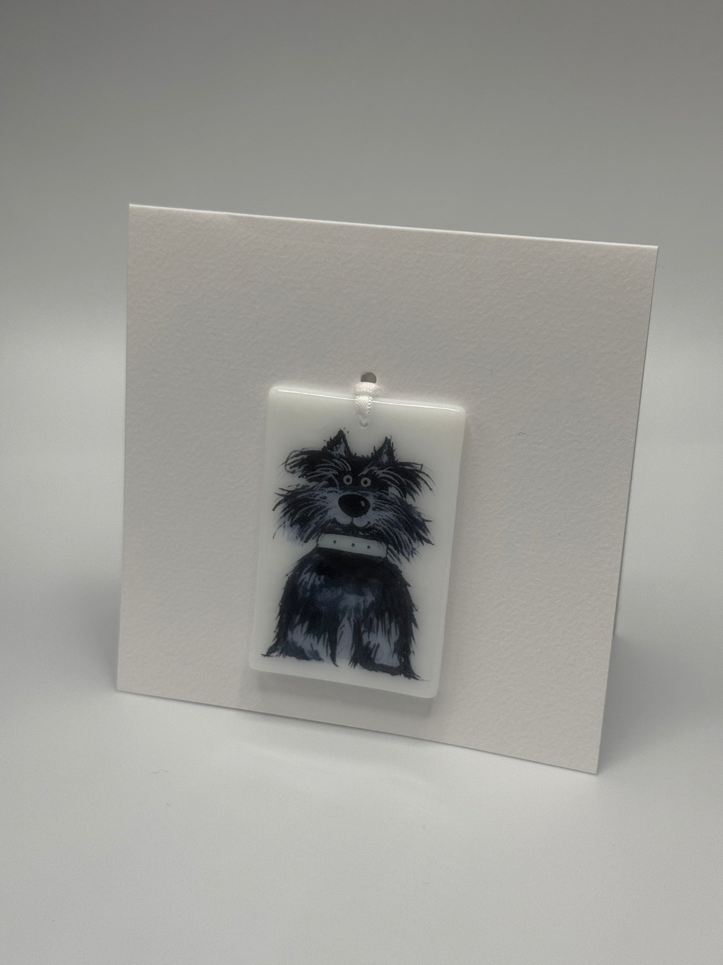 Card with a glass Dog Hanging Decoration Gift C