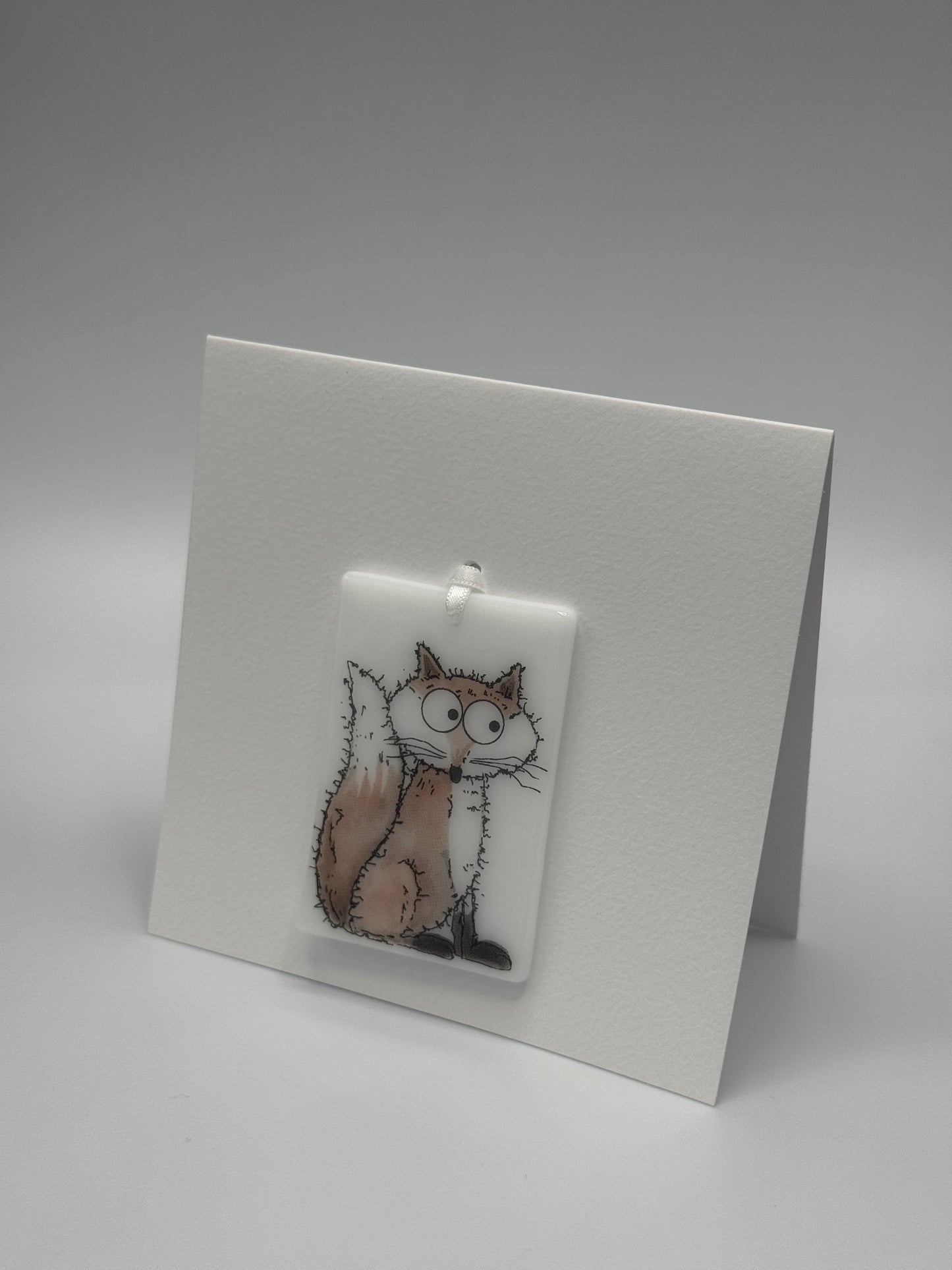 Card with a glass Fox Hanging Decoration Gift
