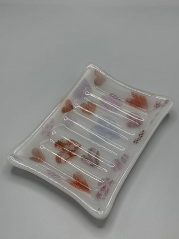 Heart Soap Dish Fused Glass Ripple effect