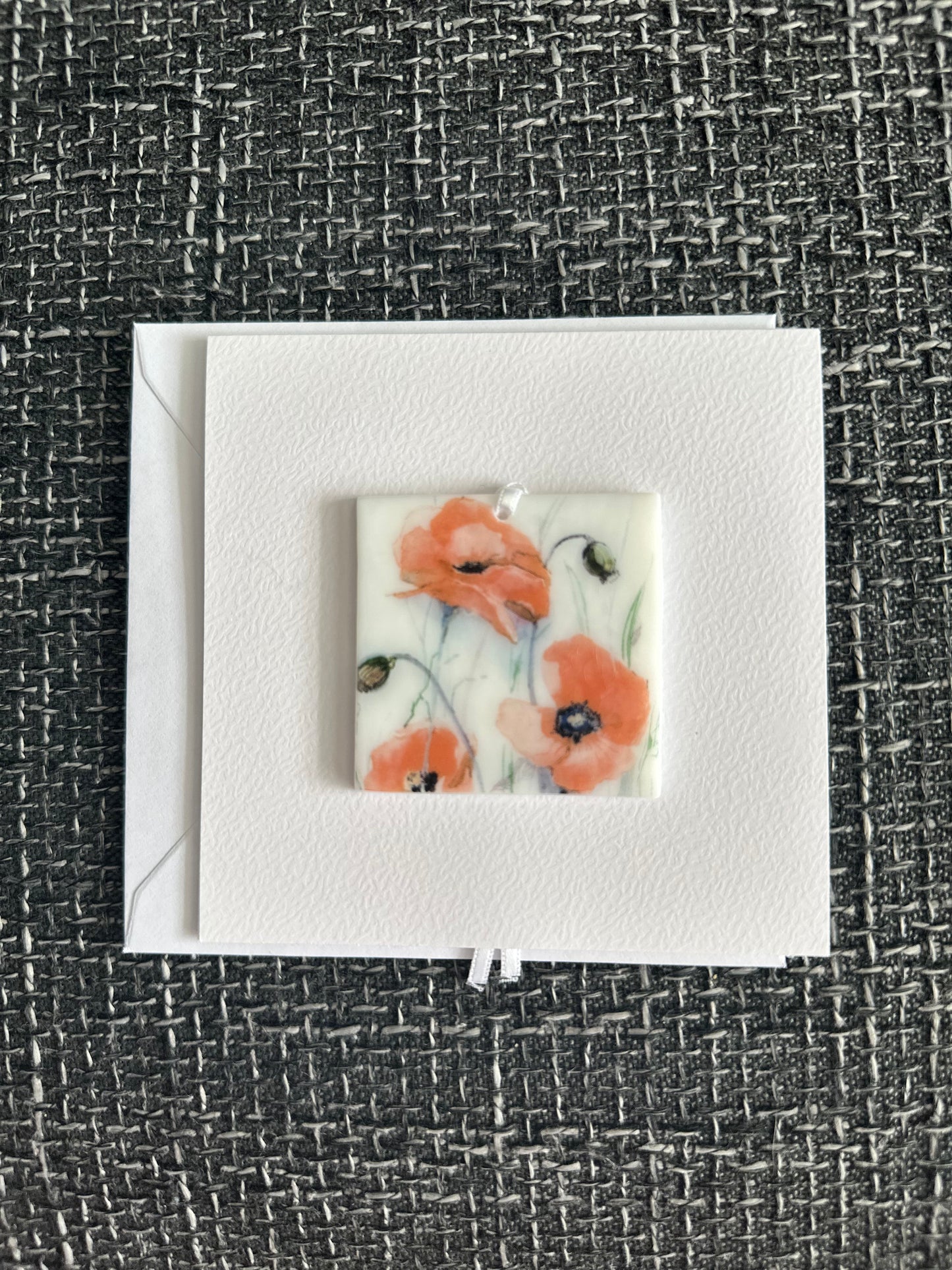 Card with a glass Poppy Hanging Decoration Gift