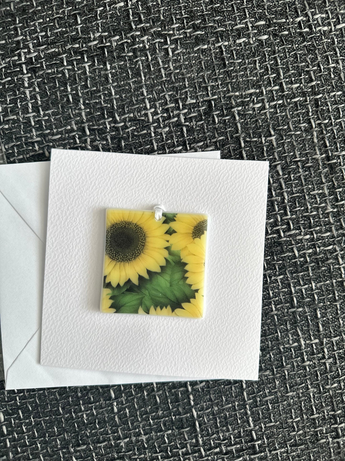 Card with a glass Sunflower Hanging Decoration Gift