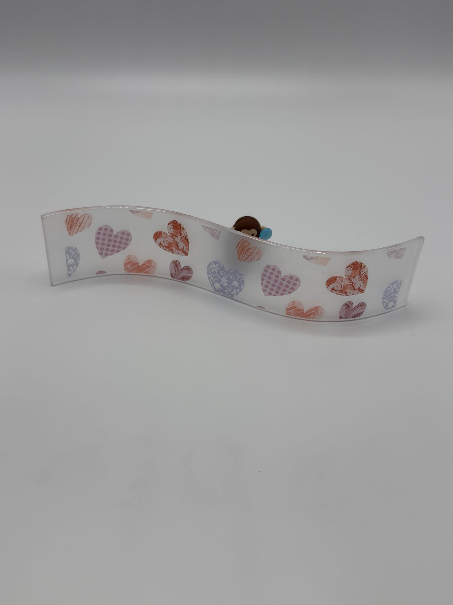 Heart Love Wave Glass Fused