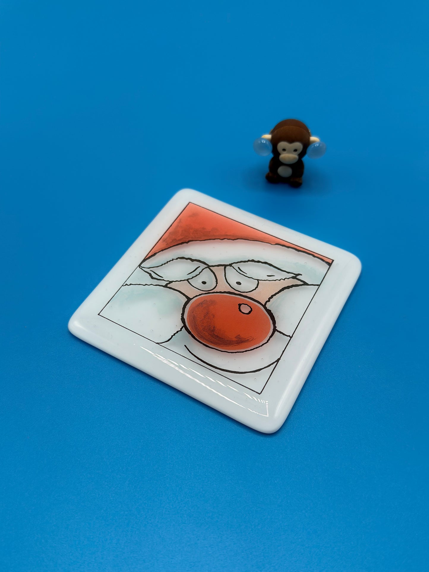 Santa Fused Glass Coaster Christmas