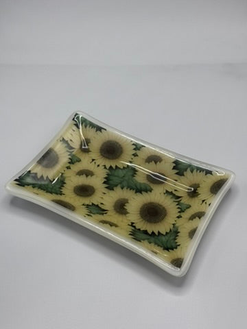 Sunflower Soap Dish Fused Glass