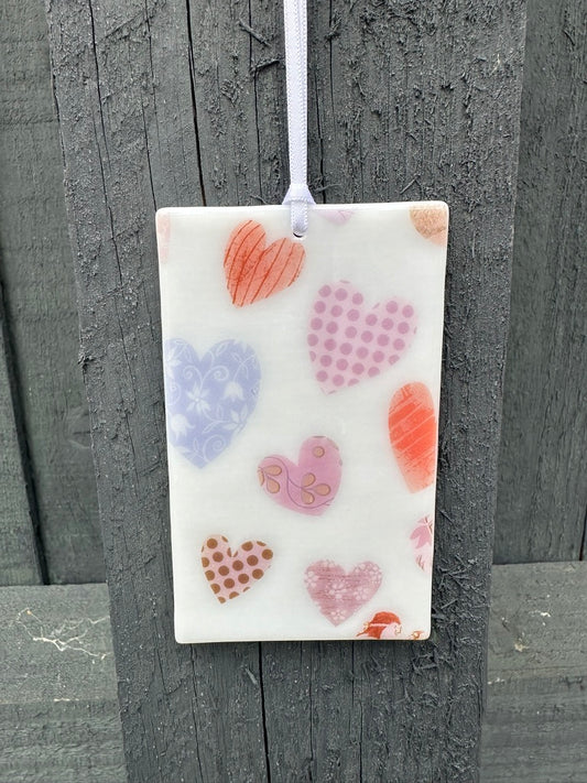 Heart hanging decoration Fused Glass