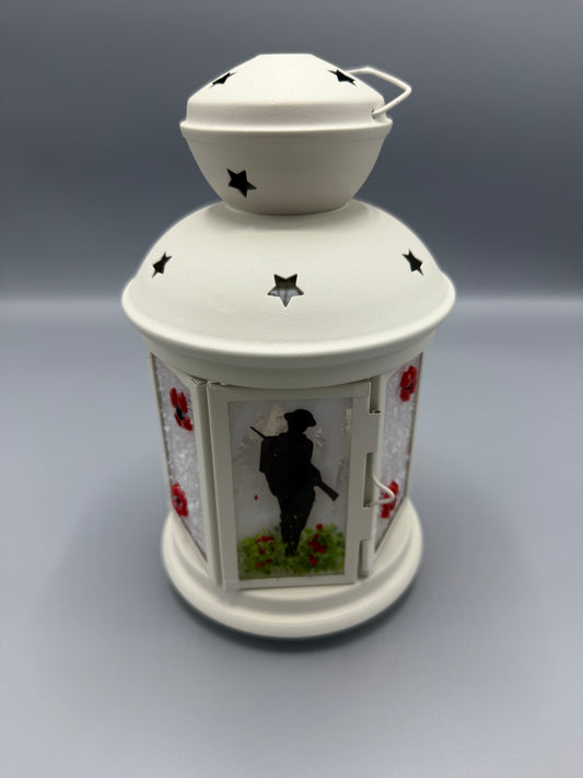 Poppy Lantern featuring silhouette soldier