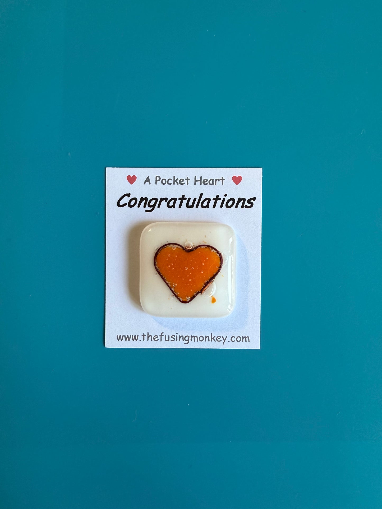 Heart Token Fused Glass