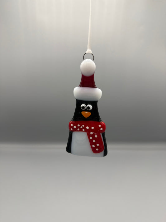 Penguin Fused Glass Christmas decoration