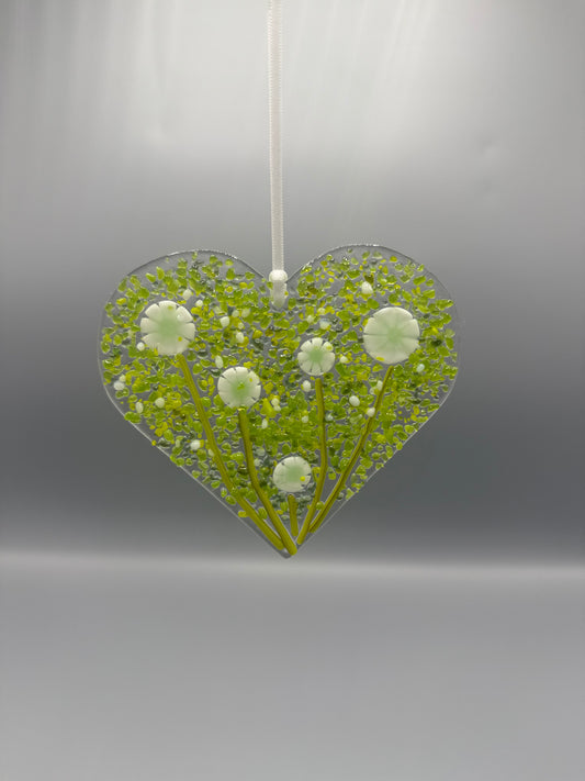 White Flower Hanging Heart Decoration