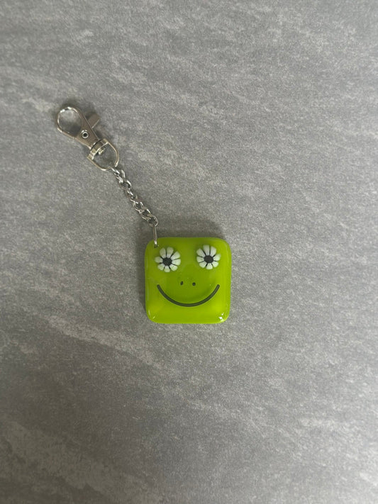 Frog Keyring Fused Glass