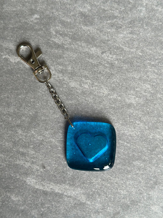 Heart Transparent Keyring Fused Glass