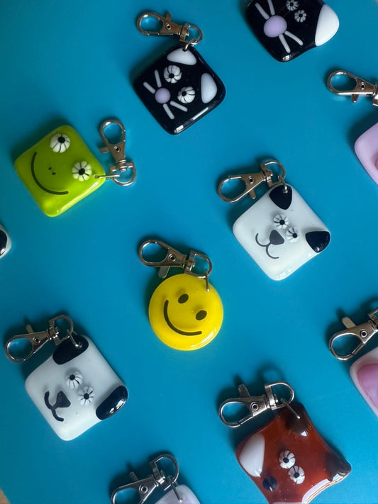 Frog Keyring Charm Fused Glass