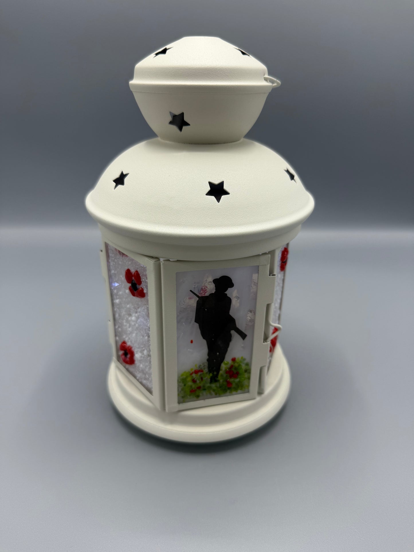 Poppy Lantern featuring silhouette soldier