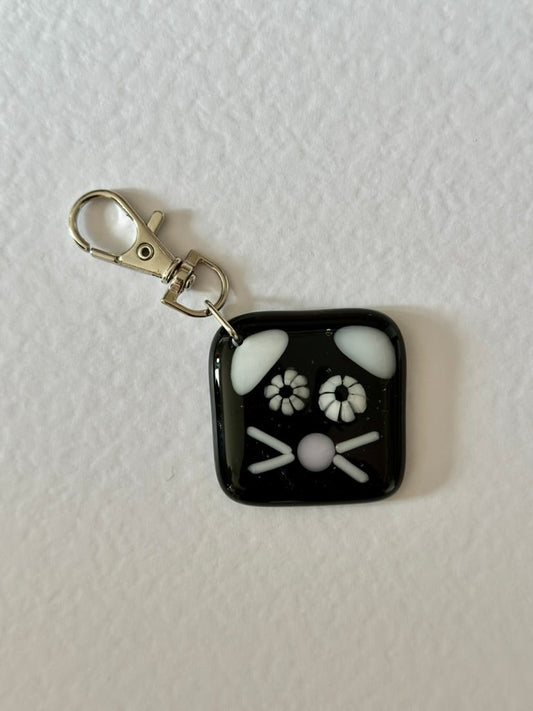Cat Keyring Charm Fused Glass