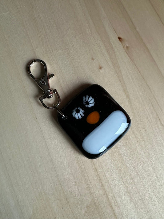 Penguin Keyring Charm Fused Glass