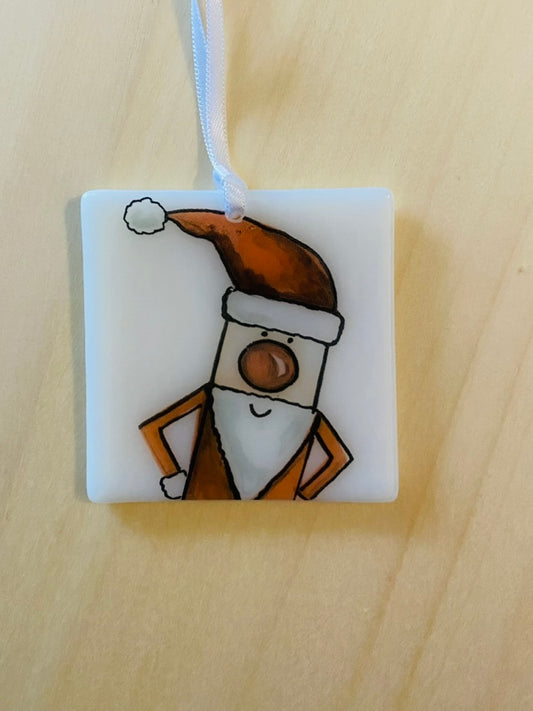 Snowman Robin Rudolph Santa  Christmas Card with a gift